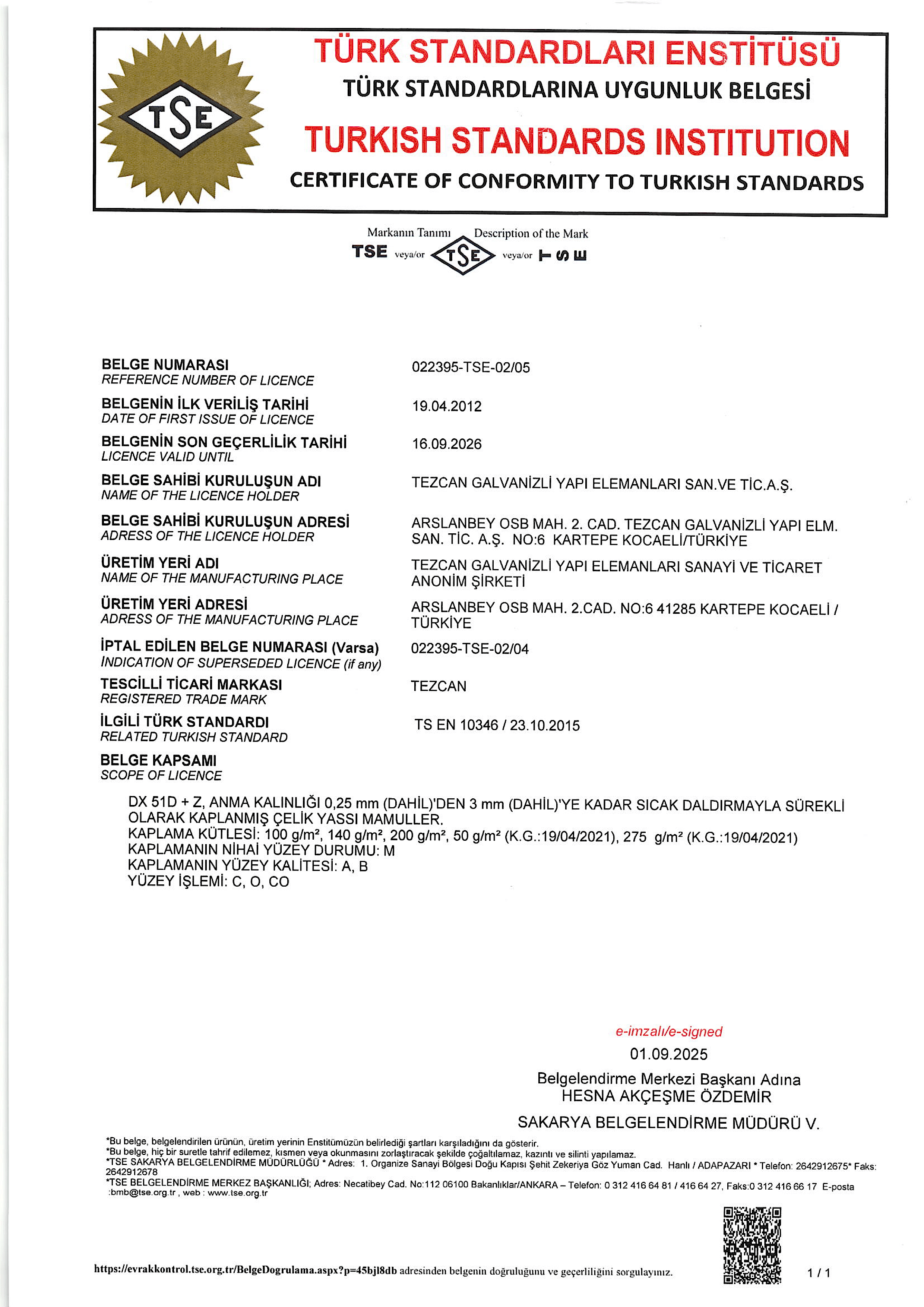 TS 10346 GALVANİZ